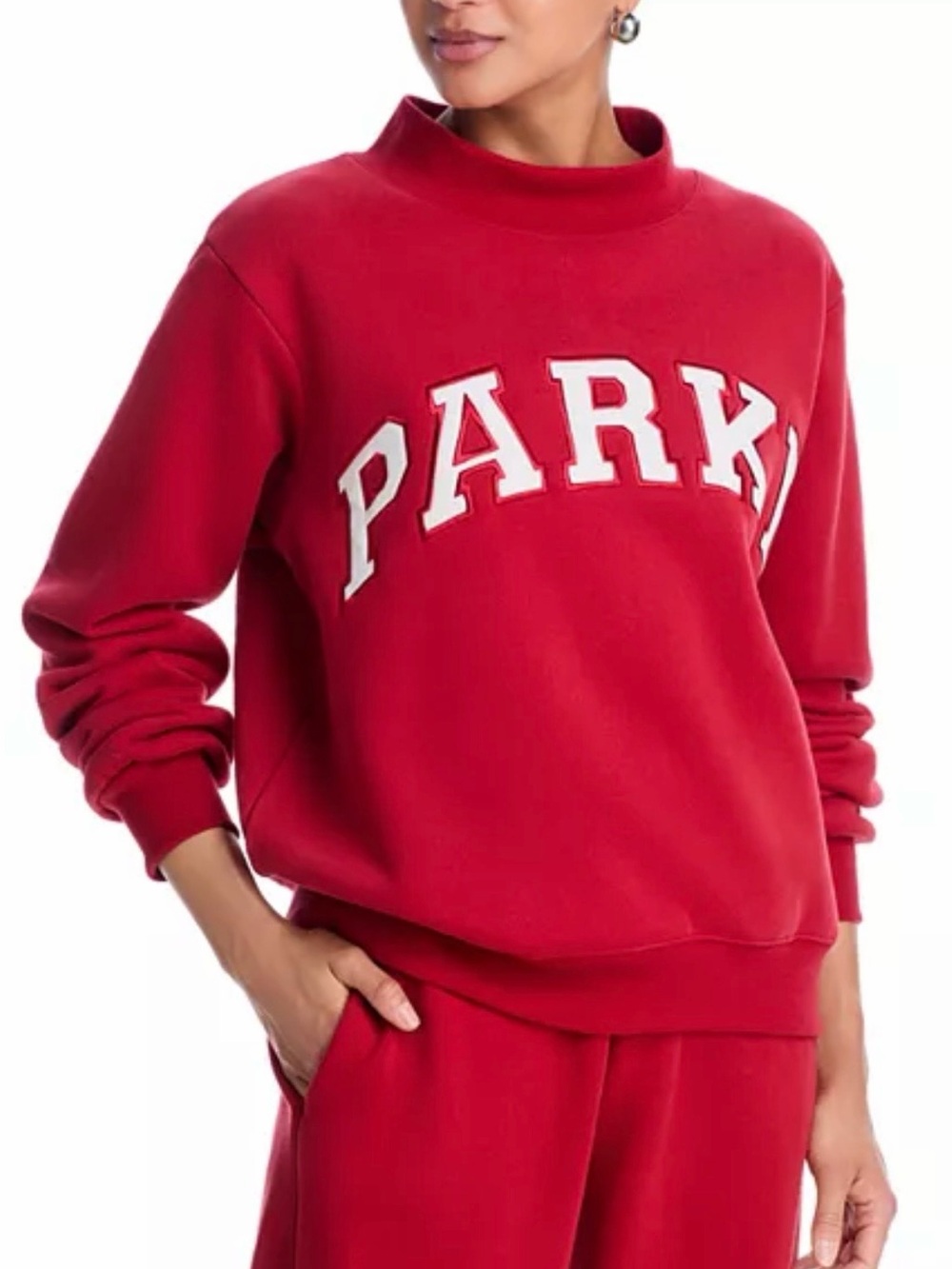 PARKE Red Mock-Turtleneck Logo Sweatshirt